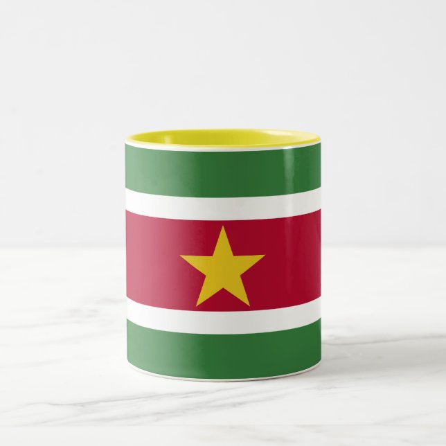 Suriname Flag Two-Tone Coffee Mug (Center)