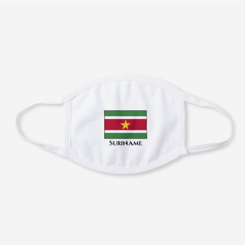 Suriname Flag  White Cotton Face Mask