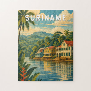Suriname Illustration Travel Art Vintage Jigsaw Puzzle