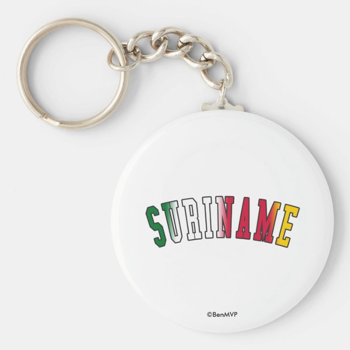 Suriname in National Flag Colors Keychain