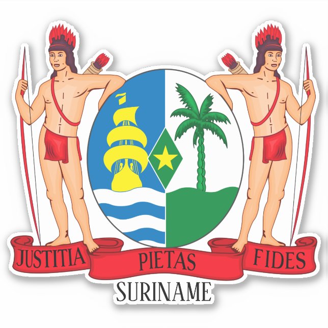 Suriname National Coat Of Arms Patriotic Sticker (Front)
