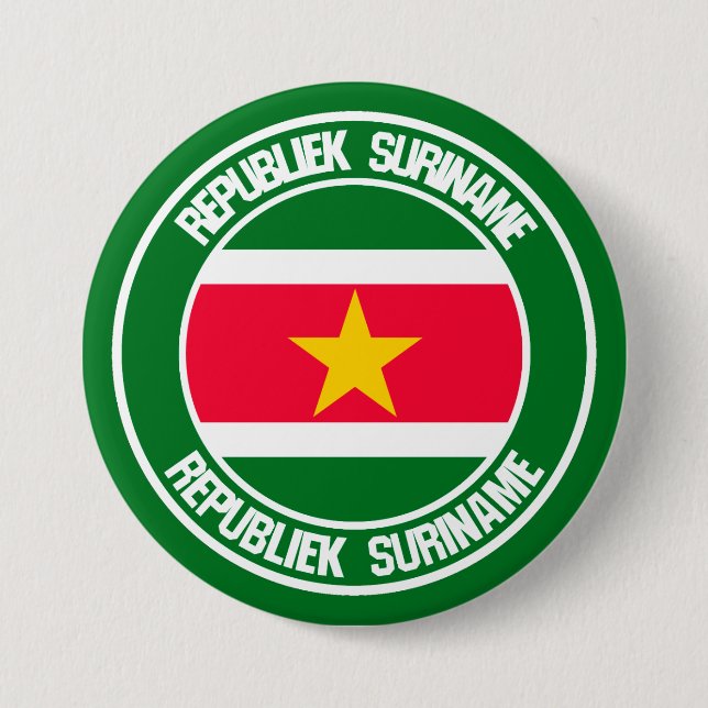 Suriname Round Emblem Button (Front)