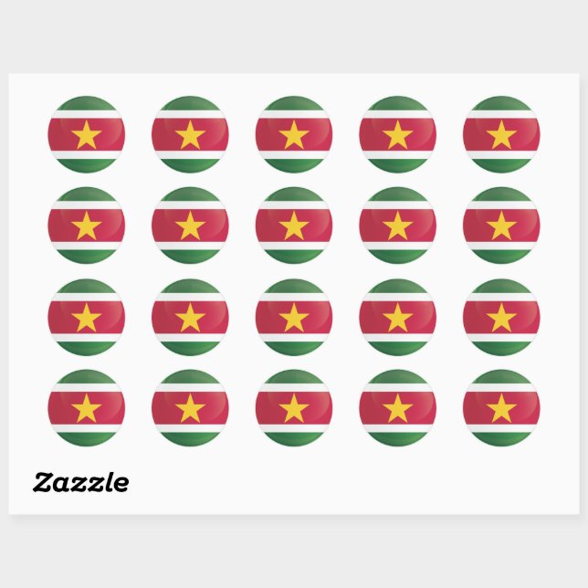 Suriname  Round Icon Flag Classic Round Sticker (Sheet)
