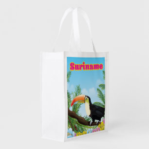 Suriname South american paradise travel poster Grocery Bag