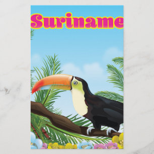 Suriname South american paradise travel poster Stationery