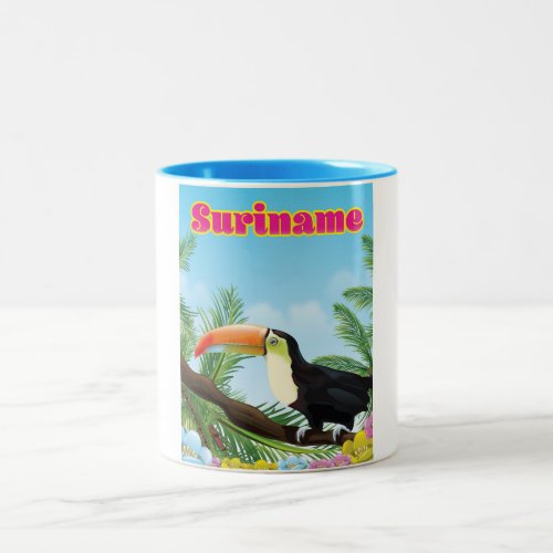 Suriname South american paradise travel poster Two_Tone Coffee Mug