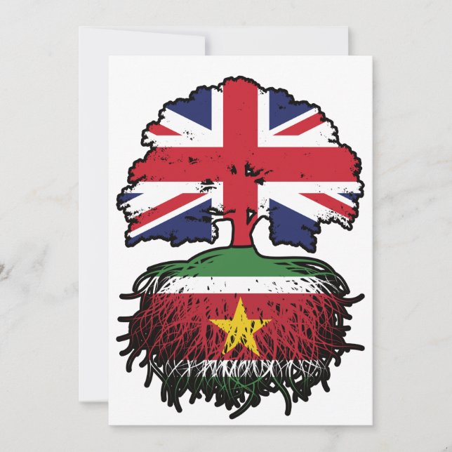 Suriname Surinamese British UK Tree Roots Flag Invitation (Front)