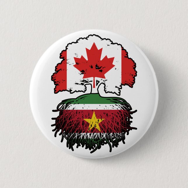 Suriname Surinamese Canadian Canada Tree Roots Button (Front)
