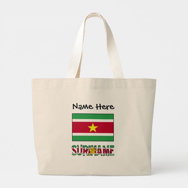 Suriname Surinamese Flag Personalized  Large Tote Bag (Back)