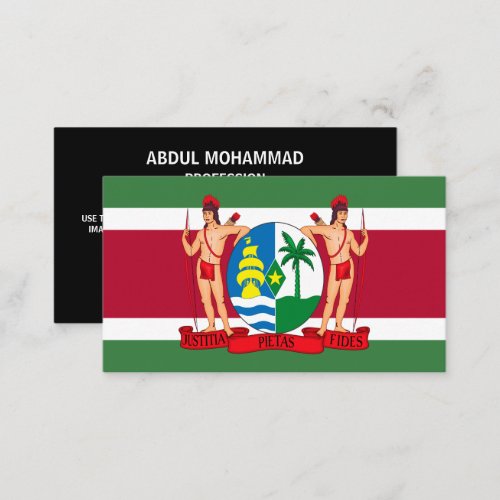 Surinamese Flag  Coat of Arms Flag of Suriname Business Card