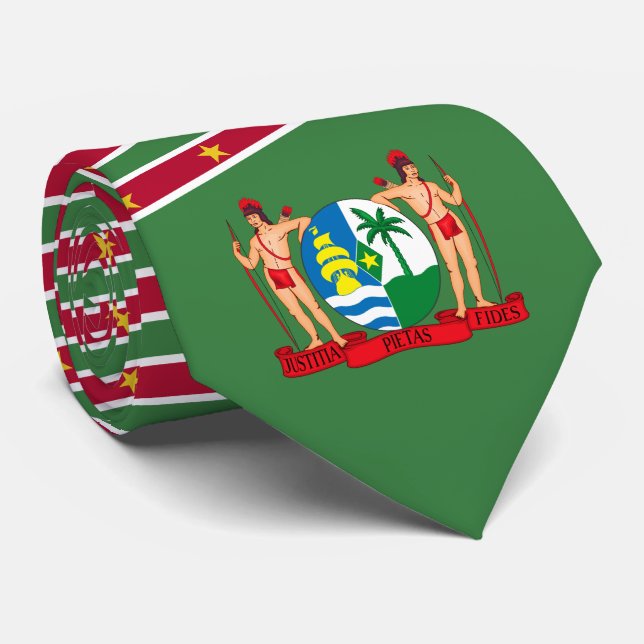 Surinamese Flag & Coat of Arms, Flag of Suriname Neck Tie (Rolled)