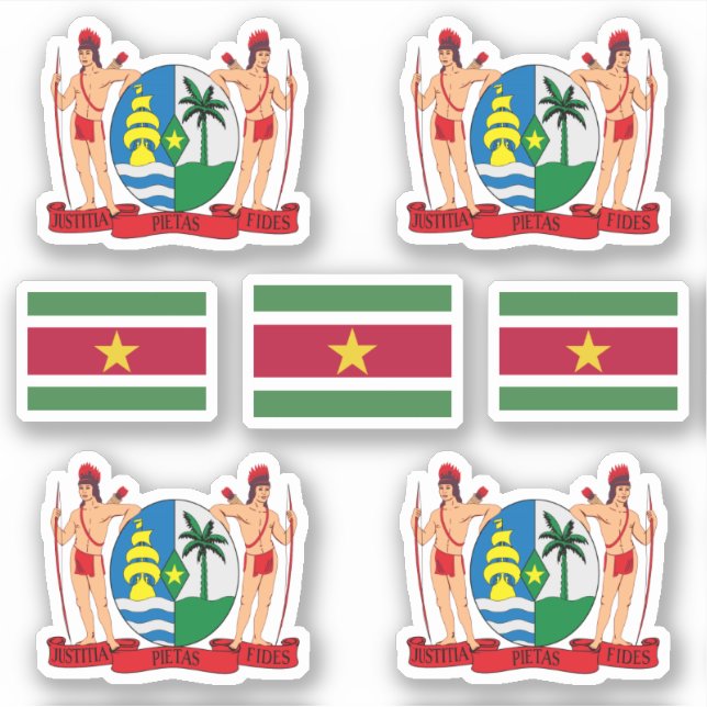Surinamese state symbols / coat of arms and flag sticker (Front)