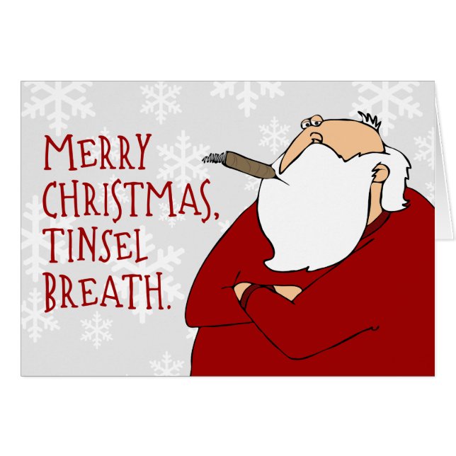 Surly, Cigar-Smoking Santa Christmas Card (Front Horizontal)