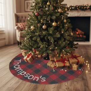 Surname Buffalo Plaid Custom Tree Skirt