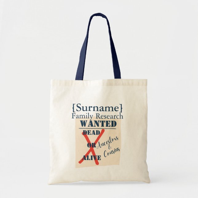 [Surname] Family Research (Wanted Poster) Tote Bag (Front)
