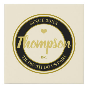 Surname Inc - Custom Modern Wedding Monogram Logo Faux Canvas Print