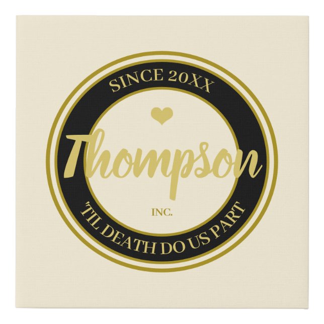 Surname Inc - Custom Modern Wedding Monogram Logo Faux Canvas Print (Front)