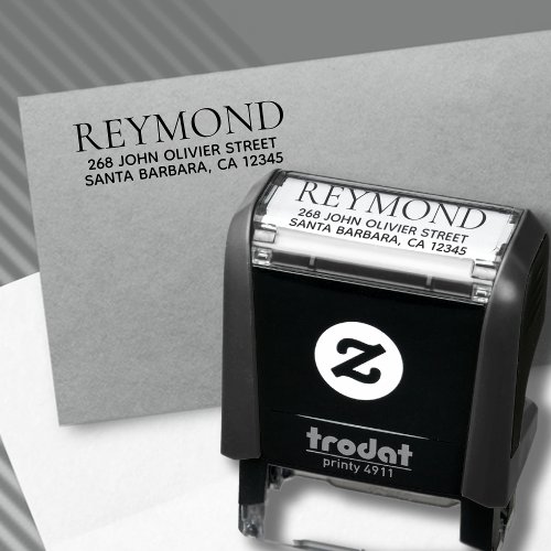 Surname with return address self_inking stamp