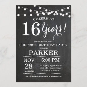 Surprise16th Birthday Invitation Chalkboard