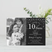 Surprise 10th Anniversary with Photo Black Silver Invitation (Standing Front)