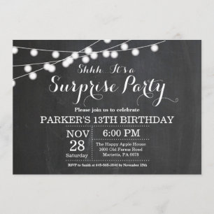 Surprise 13th Birthday Invitation Chalkboard