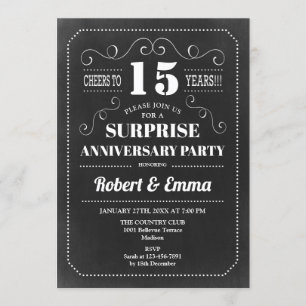 Surprise 15th Anniversary Party - Chalkboard Invitation