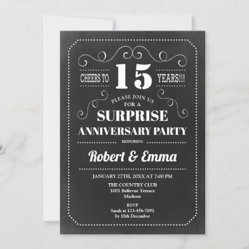 Surprise 15th Anniversary Party _ Chalkboard Invitation