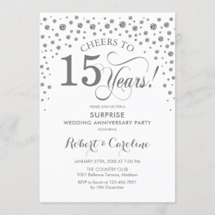 Surprise 15th Anniversary Party - Silver White Invitation