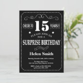 Surprise 15th Birthday Invitation Chalkboard (Standing Front)