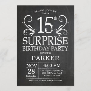 Surprise 15th Birthday Invitation Chalkboard
