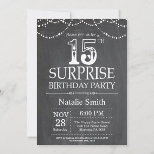 Surprise 15th Birthday Invitation Chalkboard