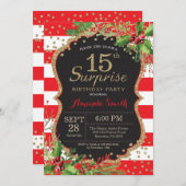 Surprise 15th Birthday Invitation Christmas Gold (Front/Back)