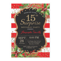 Surprise 15th Birthday Invitation Christmas Gold