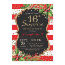 Surprise 15th Birthday Invitation Christmas Gold