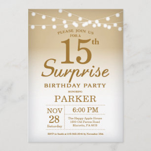 Surprise 15th Birthday Invitation Gold