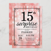 Surprise 15th Birthday Invitation Pink Glitter (Front/Back)