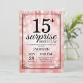 Surprise 15th Birthday Invitation Pink Glitter (Standing Front)