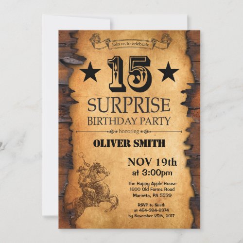 Surprise 15th Western Birthday Invitation