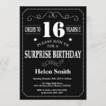 Surprise 16th Birthday Invitation Chalkboard<br><div class="desc">Surprise 16th Birthday Invitation Chalkboard. Black and White Background. Adult Birthday. Male Men or Women Birthday. Kids Boy or Girl Lady Teen Teenage Bday Invite. 13th 15th 16th 18th 20th 21st 30th 40th 50th 60th 70th 80th 90th 100th. Any Age. For further customization, please click the "Customize it" button and...</div>