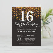 Surprise 16th Birthday Invitation Gold Glitter (Standing Front)