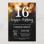 Surprise 16th Birthday Invitation Gold Glitter<br><div class="desc">Surprise 16th Birthday Invitation with Gold String Lights with Gold Glitter Background. Gold Birthday. Kids Birthday. Boy or Girl Bday Invite. 13th 15th 16th 18th 20th 21st 30th 40th 50th 60th 70th 80th 90th 100th, Any age. For further customization, please click the "Customize it" button and use our design tool...</div>