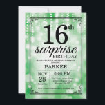 Surprise 16th Birthday Invitation Green Glitter<br><div class="desc">Surprise 16th Birthday Invitation with Green String Lights with Green Glitter Background. Green Birthday. Kids Birthday. Boy or Girl Bday Invite. 13th 15th 16th 18th 20th 21st 30th 40th 50th 60th 70th 80th 90th 100th, Any age. For further customization, please click the "Customize it" button and use our design tool...</div>