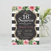 Surprise 16th Birthday Invitation Women. Floral (Standing Front)