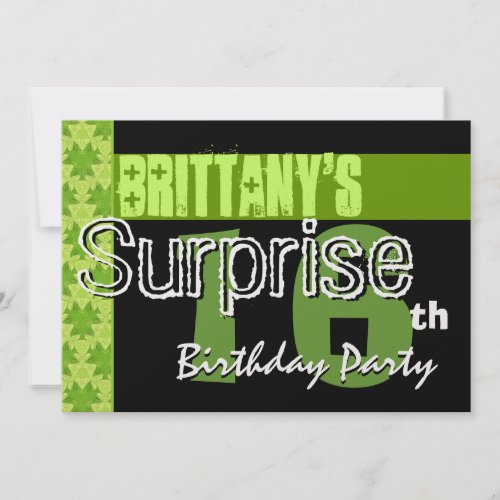 Surprise 16th Birthday Lime Green Pattern W432 Custom Announcements