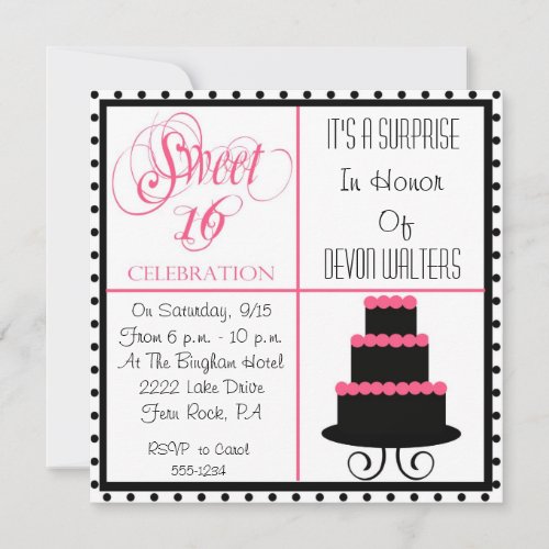 Surprise 16th Birthday-Sweet 16 Party Invitation