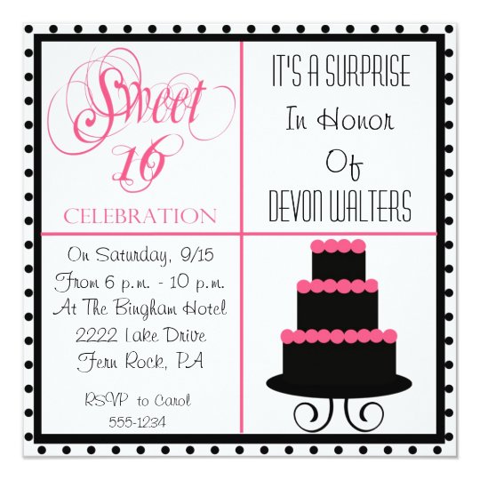 Surprise 16th BirthdaySweet 16 Party Invitation