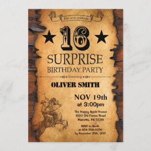 Surprise 16th Western Birthday Invitation