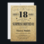 Surprise 18th Birthday Black and Gold Glitter Invitation<br><div class="desc">Surprise 18th Birthday Invitation Black and Gold Glitter Typography. Black and Gold Glitter Background. Adult Birthday. Male Men or Women Birthday. Kids Boy or Girl Lady Teen Teenage Bday Invite. 13th 15th 16th 18th 20th 21st 30th 40th 50th 60th 70th 80th 90th 100th. Any Age. For further customization, please click...</div>