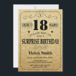 Surprise 18th Birthday Black and Gold Glitter Invitation<br><div class="desc">Surprise 18th Birthday Invitation Black and Gold Glitter Typography. Black and Gold Glitter Background. Adult Birthday. Male Men or Women Birthday. Kids Boy or Girl Lady Teen Teenage Bday Invite. 13th 15th 16th 18th 20th 21st 30th 40th 50th 60th 70th 80th 90th 100th. Any Age. For further customization, please click...</div>