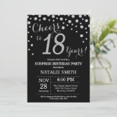 Surprise 18th Birthday Black and Silver Diamond Invitation (Standing Front)